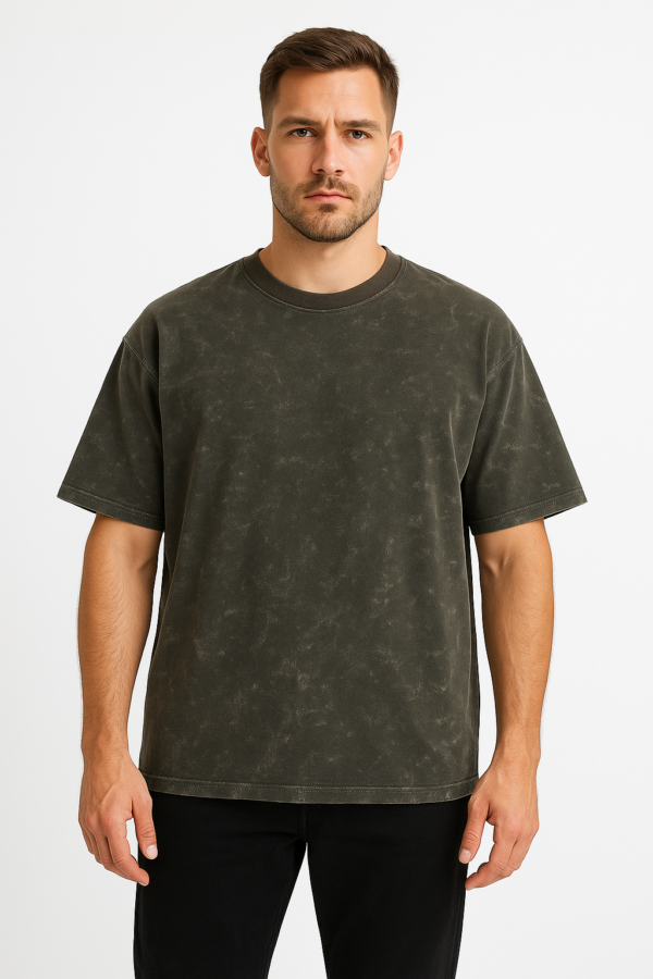 Olive Storm Oversized Acid-Wash Tee